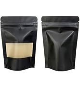 FERENLI 50 Pcs Black Resealable Kraft Paper Bags with Matte Window Stand up Pouch Heat Sealable Z...
