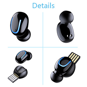 Single Bluetooth Earbud, Mini Invisible Wireless Headset, in Ear invisible bluetooth Headphones