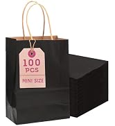 Bakepacker 100 Pcs Black Mini Paper Gift Bags with Handles 6