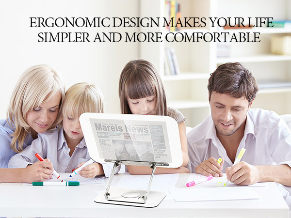Adjustable Book Holder with 360° Rotating Base