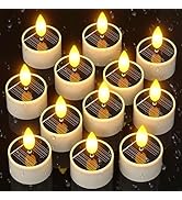 SoulBay Solar Tea Lights Outdoor Waterproof, 12 pcs 1.5" D x 2.1" Reusable Dusk to Dawn Flickerin...