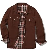 PEGENO Mens Flannel Shirts Long Sleeve Casual Lightweight Button Down Shacket Flannel Lined Shirt...