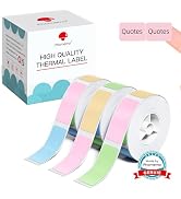 Phomemo D30 Index Label Tape, Black on Green Pink Blue Soft Matte Color Labels, Self-Adhesive The...