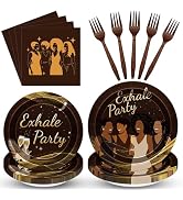 Cogniplay 96Pcs Exhale Night Party Paper Plates and Napkins Elegant Women Silhouette Disposable T...