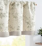jinchan Linen Kitchen Valance for Windows 16 Inch Floral Double Layer Valance Living Room Laundry...
