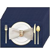 Uolr Placemats Set of 12 Washable& Wipeable Silver Placemats for Dining Table Kitchen Indoor Outd...
