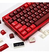 KBDiy Jamon PBT Double Shot Keycap Set,174 Keys Red Custom Key Cap Keycaps 70 Percent Cherry Prof...