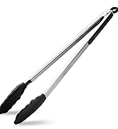 600? Heat Resistant Kitchen Tongs for Cooking with Silicone Tips,Maywe Tanso 17-Inch Stainless St...