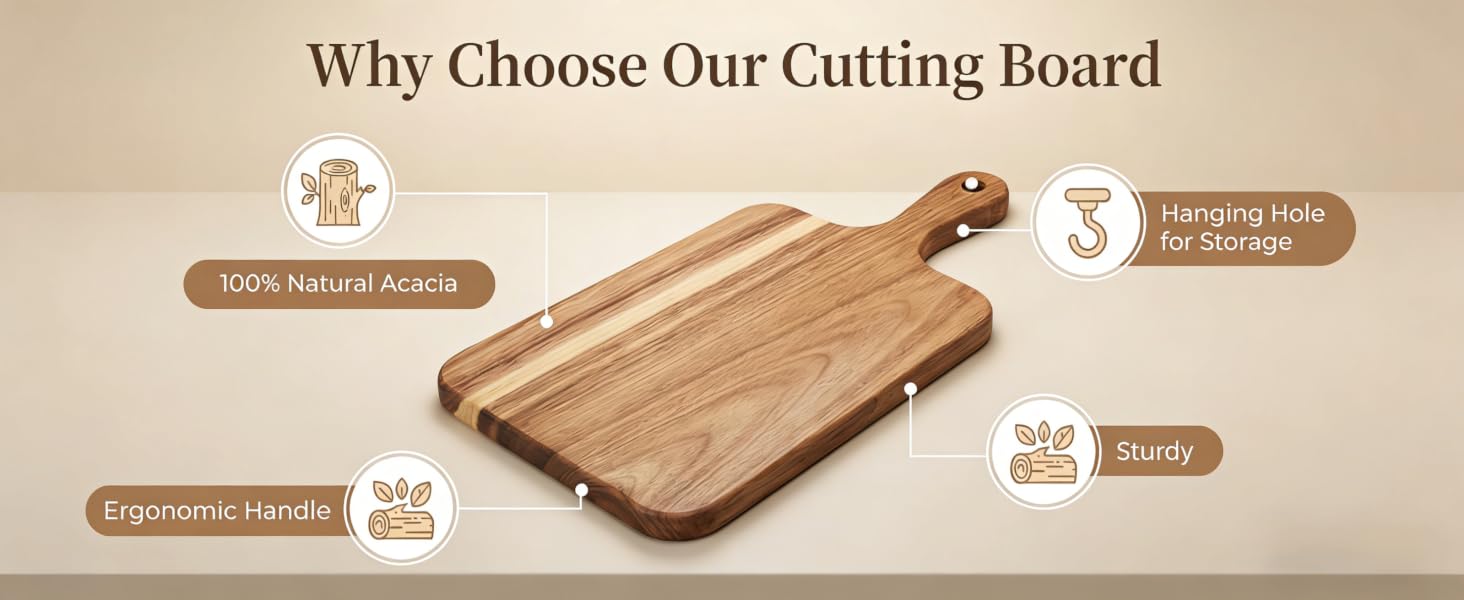 Wood Cutting Board with Handle