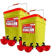 3-Gallon/12 Liters Automatic Chicken Waterer Set (2 Buckets-12 Water Cups), Large Chicken Water C...