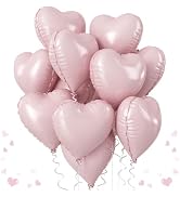 Baby Pink Heart Balloons, 18 Inch Pink Heart Balloons, 12Pcs Large Pearl Pink Heart Shape Mylar B...
