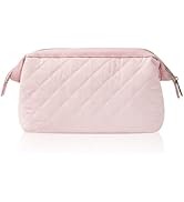 Wudygirl Puffy Padded Travel Makeup Bag for Women Pink | Wide-open Makeup Pouch, Cosmetic Bag for...