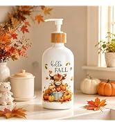 FYSUIMU Hello Fall Soap Dispenser Highland Cow Pumpkin Glass Dispenser with Pump Refillable Liqui...
