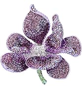 EVER FAITH Women's Austrian Crystal Orchid Flower Petal Brooch