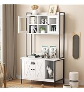 Cat Litter Box Enclosure with Storage Cabinet,59.3”H Large Hidden Cat Litter Box Furniture with S...