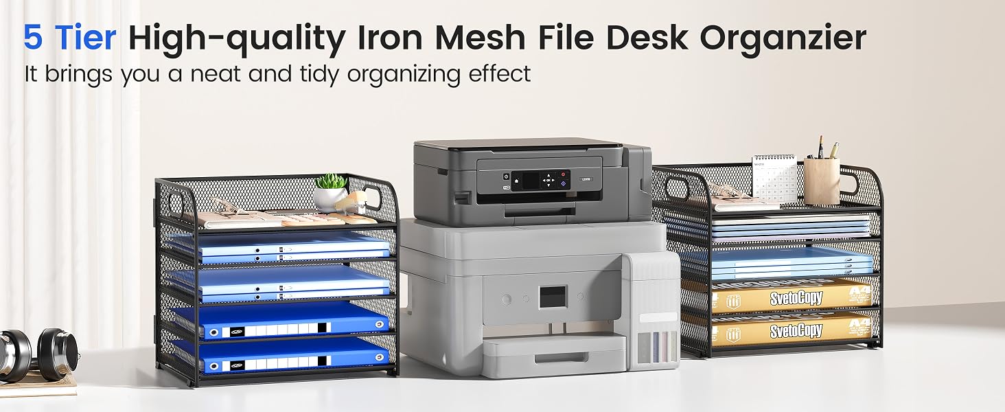 Office Desktop Paper Holder Paper Letter Tray Organizer with Handles Storage Organization Supplies