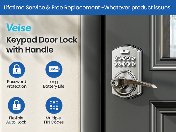 keypad door lock with handle