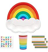 American Greetings Rainbow Party Supplies - 36 Dinner Plates, 50 Napkins, 8 Cups, 3 Table Covers ...