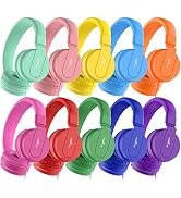 Classroom Headphones Bulk 10 Pack - Kids Headphones for School K-12 Student, 93dB Volume Limited ...