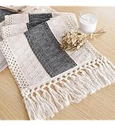 FEXIA Boho Table Runner for Christmas Home Decor with Tassels 72 Inches Long Farmhouse Grey Rusti...