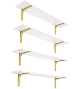 DINZI LVJ Long Wall Shelves, 31.5" Wall Mounted Shelves Set of 4, Large Floating Shelves with Met...