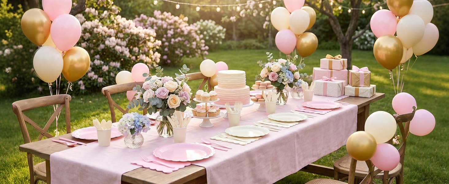 pink party paper plates
