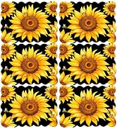 Sunflower Placemats Set of 6 Summer Plastic Table Mats Summer Floral Place Mats Washable Vinyl Se...