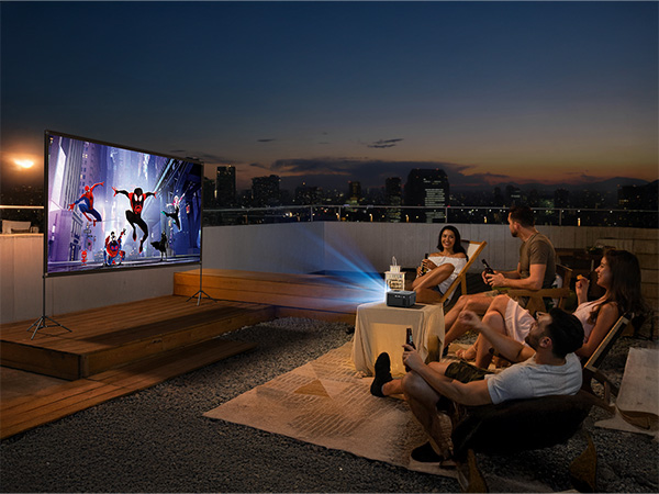 Projector Screen with Stand 120 Inch, 16:9 4K HD Portable Projector Screen Indoor Outdoor