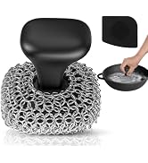 Cast Iron Scrubber Dish Scrub Brush for Cast Iron Pan Skillet | 316 Cast Iron Cleaner, Chain Mail...