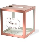 WNINK Rose Gold Clear Window Cards Box, Cards Receiving Box For Birthday, Wedding, Bridal or Baby...