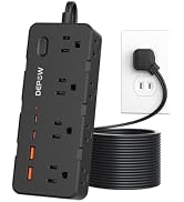 DEPOW 2 Prong Power Strip, 10 FT Extension Cord, 2 to 3 Prong Outlet Adapter with 8 AC & 4 USB Po...