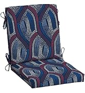 Arden Outdoor Midback Chair Cushion, 18 x 16.5, Rain-Proof, Fade Resistant Sapphire Liberty Mosaic