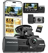 Eivikga 4K+2.5K+2.5K Dash Cam, STARVIS 2 Dash Camera 3-Channel, Free 64GB Card, Dashcam with 5G W...