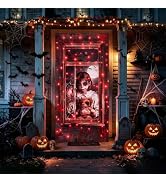 Halloween Door Cover Decor Lights, 37*81 inch Front Door Decor with 8 Modes | Timer, Waterproof R...