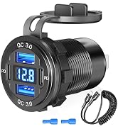 12V USB C Outlet 78W 4 Ports Aluminum Car Charger Socket, Dual PD 30W and Dual QC 18W Car USB Por...