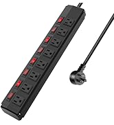 8 Outlet Heavy Duty Power Strip with 8 Individual Switches,Moutable Metal Power Strip Surge Prote...