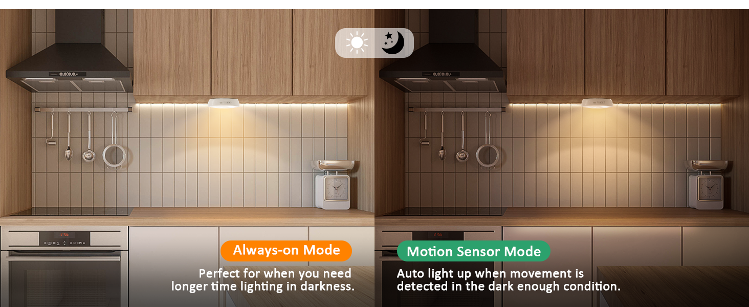Warm White LED Closet Lights Wireless Motion Sensor Puck Lights with remote
