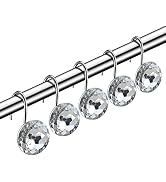 HBlife 12 Pcs Acrylic Decorative Rolling Diamond Shower Curtain Hooks Rust Proof Rhinestones Crys...