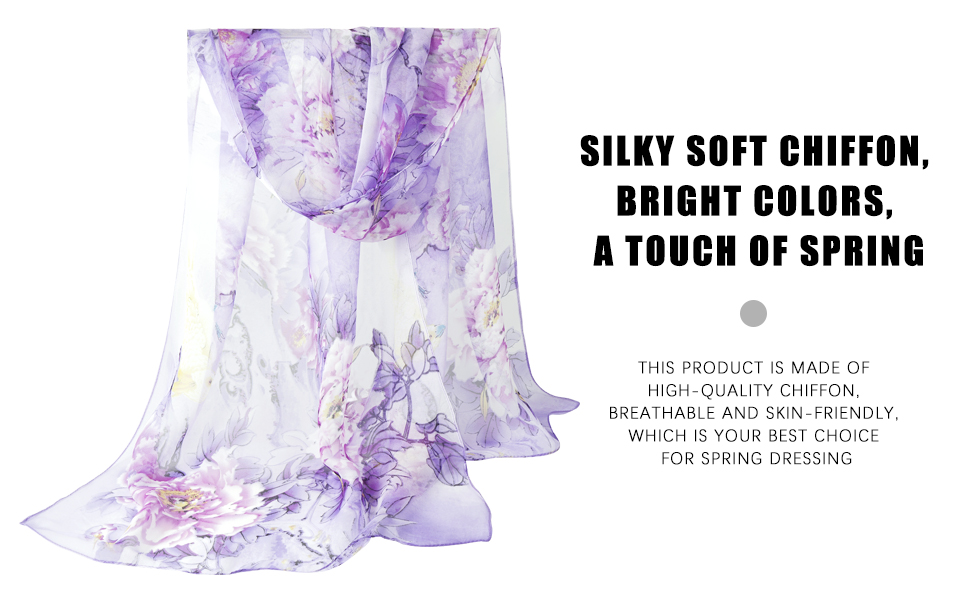 purple floral scarf for women