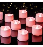 Homemory Pink Tea Lights Candles Battery Operated, 200+Hour Flameless Flickering Fake Electric LE...