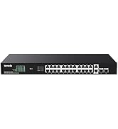 Tenda TEG1128P 24 Port Gigabit PoE Switch, with 24 Port PoE+@410W, 2 uplink gigabit RJ45 Ports an...