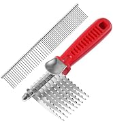 QUMY Dog Comb Pet Grooming Comb Dog Rake Comb Trimmer Stainless Steel Dog Comb for Dematting Remo...