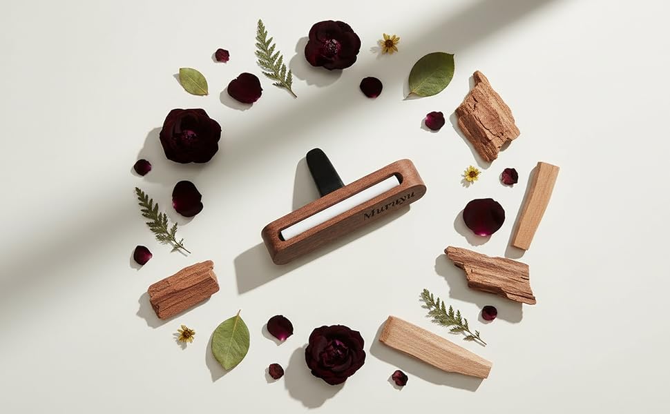 Muruyu sapele wood car vent diffuser with high-absorbency fiber wick