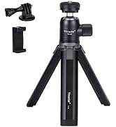 Mini Camera Tripod with Phone Holder & GoPro Mount Aluminum Alloy Tabletop Stand Tripod 360° Ball...