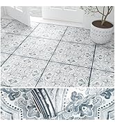 VEELIKE Distressed Slate Blue Peel and Stick Floor Tile Roll Waterproof Azulejo Vinyl Sheet Floor...