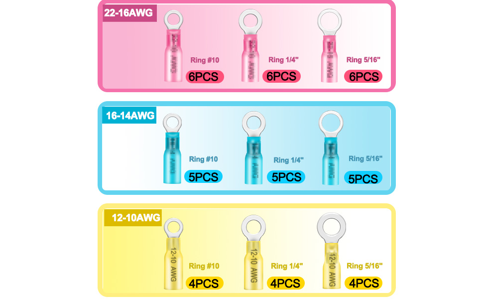 Marine Grade Heat Shrink Ring Connectors
