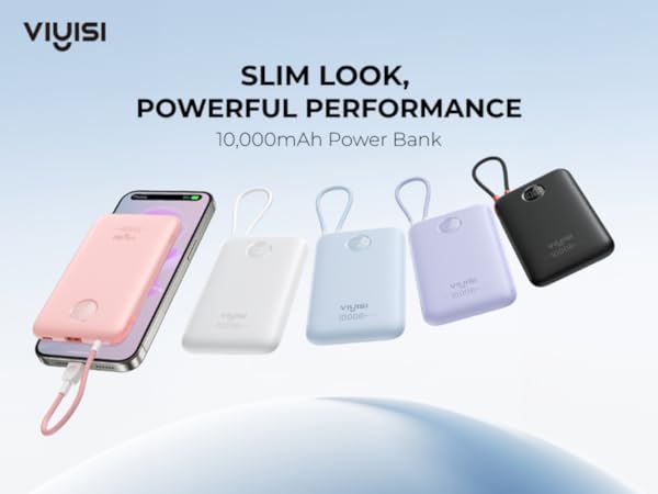 ultra slim portable charger with built in cable