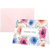 Purple Q Crafts Floral Thank You Cards With A Watercolor Floral Design, 20 Blank Thank You Cards ...