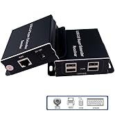 E-SDS USB Extender Over Cat5E/6 up to 196ft, USB2.0 Over Cat6 Cat5E Extender with 4 USB 2.0 Ports...