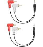 SinLoon Short 3.5mm to RCA Cable, 3.5mm to 90 Degree RCA Cable, 3.5mm Jack to 2RCA Male Plug Ster...